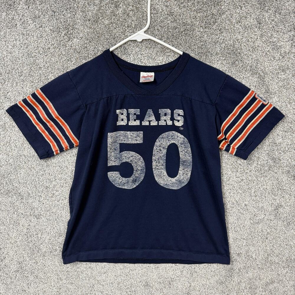 Vtg 80s Chicago Bears Mike Singletary Football Jersey Boys L Blue Blockette NFL